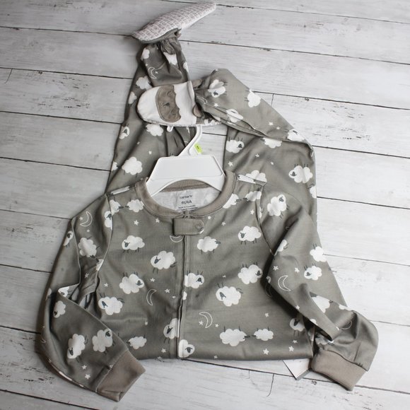 Carter's Toddler Girl's Size 4T Footie Pajama Sleeper Gray White Sheep - Picture 5 of 5